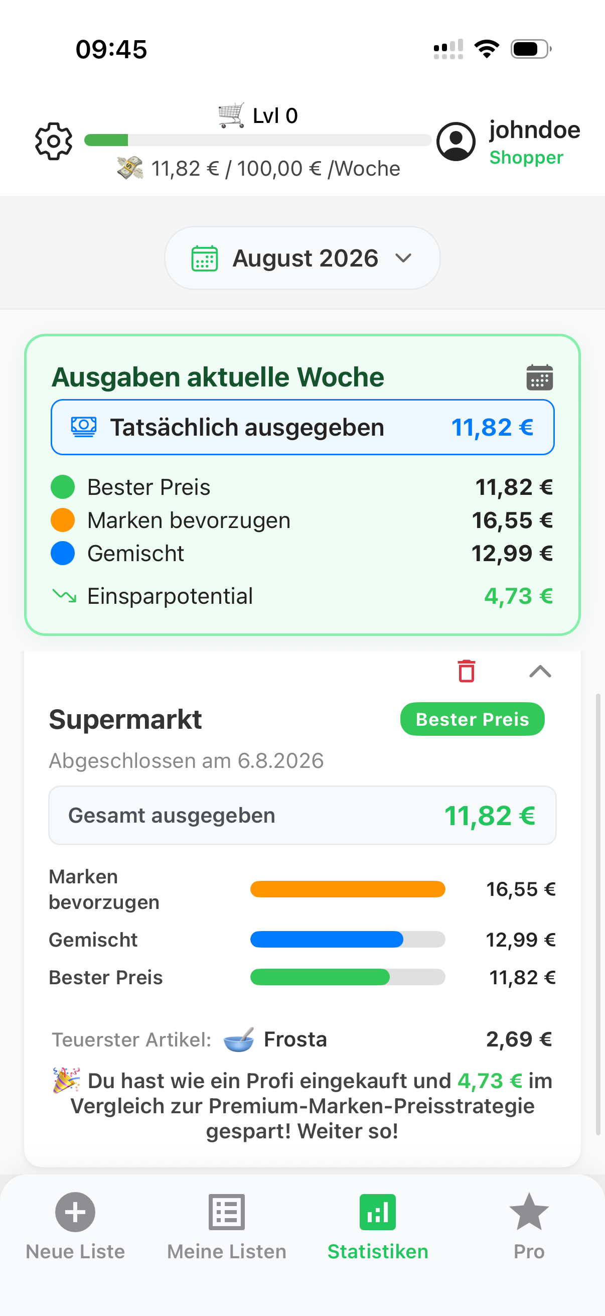 Statistik in CartPro